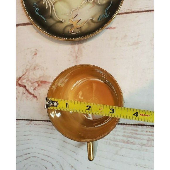 Vintage Japanese Dragonware Teacup & Saucer Set Moriage Demitasse Hand Painted - Picture 9 of 11